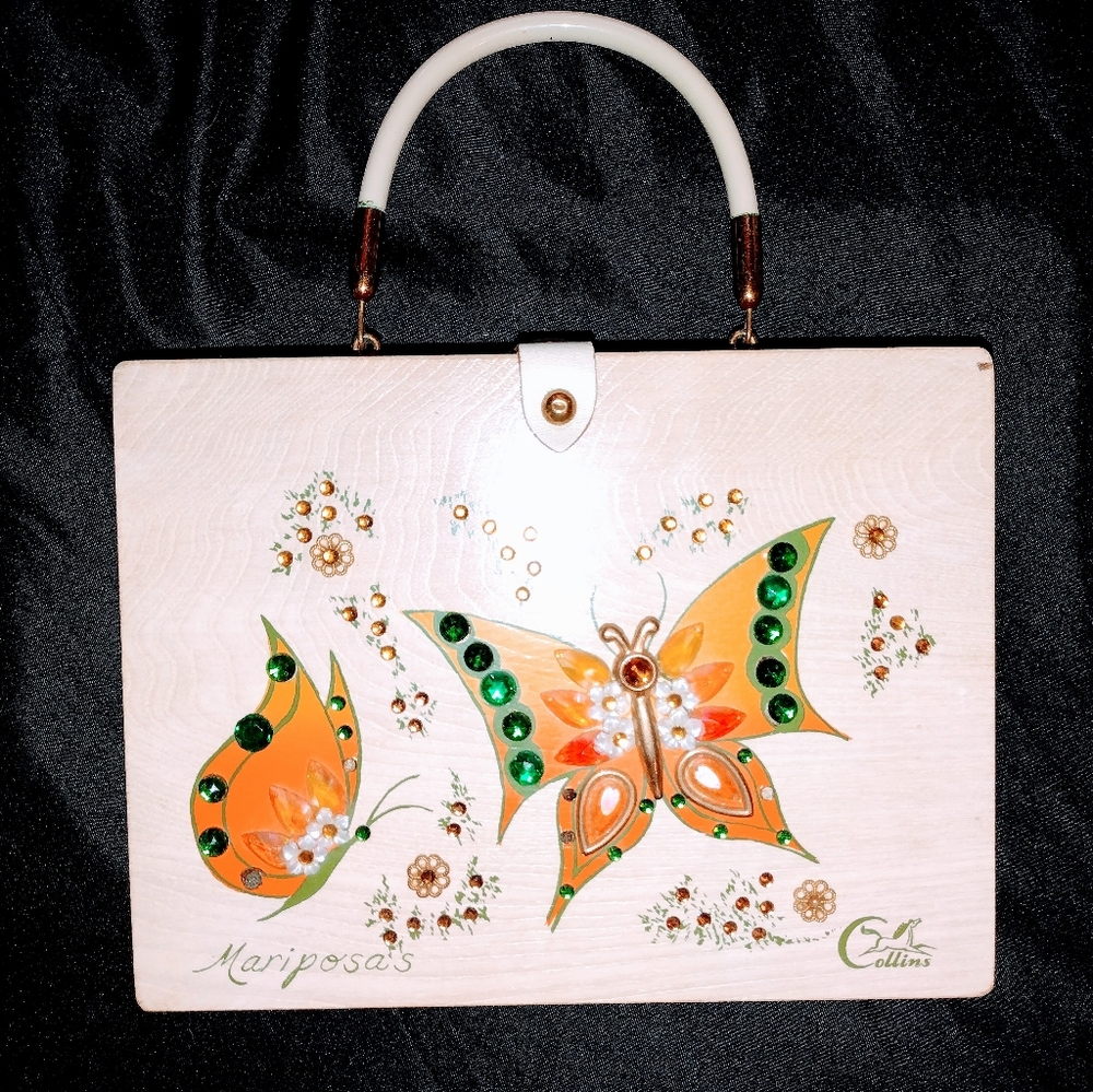 Enid Collins; Collins of Texas "Mariposa's" Wooden Box Purse. BUTTERFLY LOVERS!!